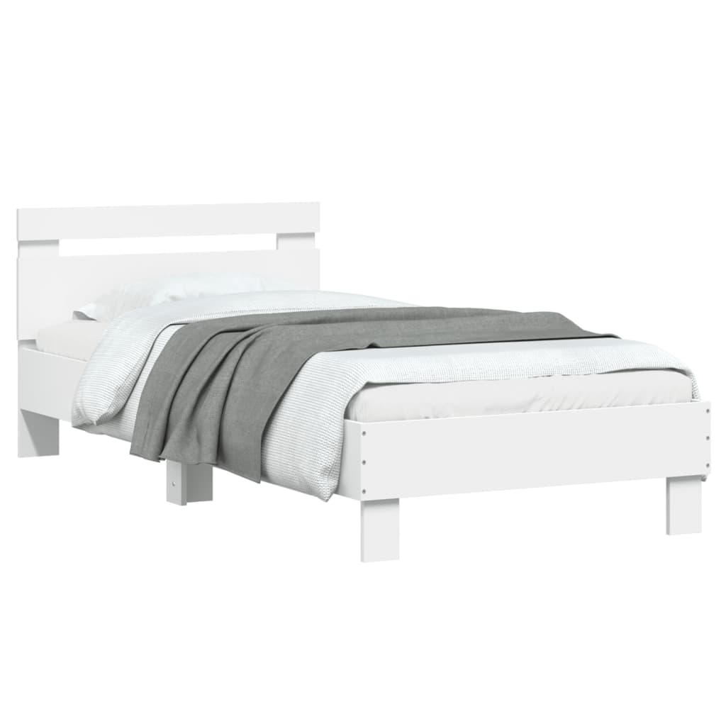 White Bed Frame with Headboard 75 x 190 cm Engineered Wood