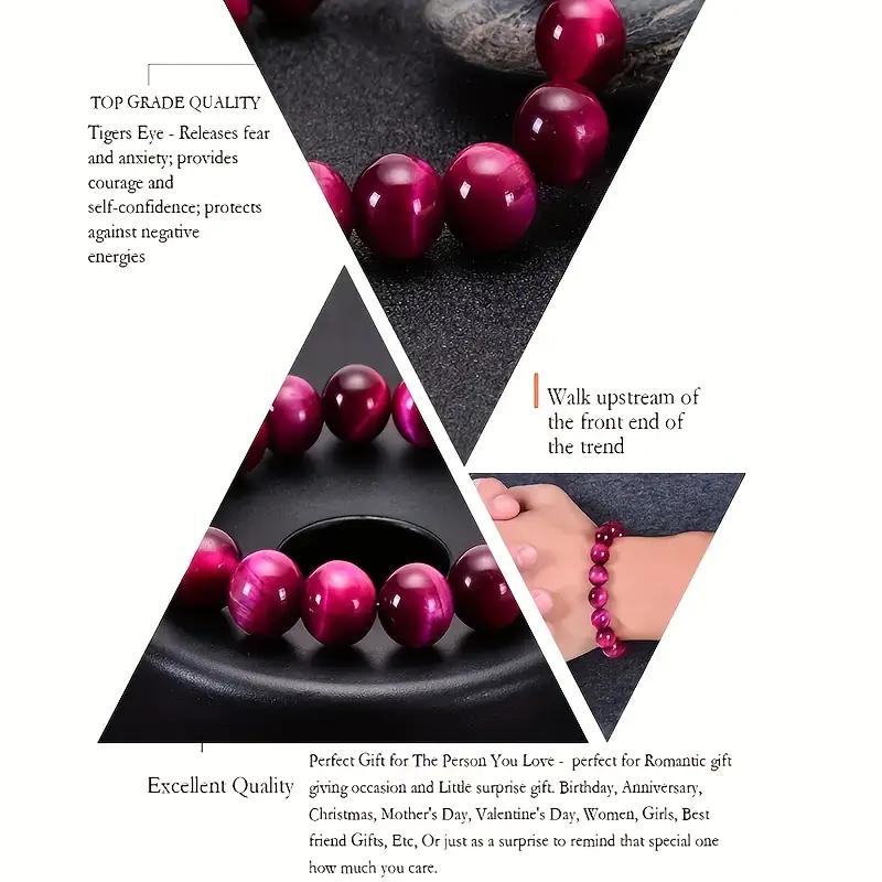 Браслет из бусин из голубого кварца и тигрового глаза - Богемный стиль, Натуральный камень для привлечения богатства, Браслет-манжета с дизайном розовых глаз, Модный браслет на удачу