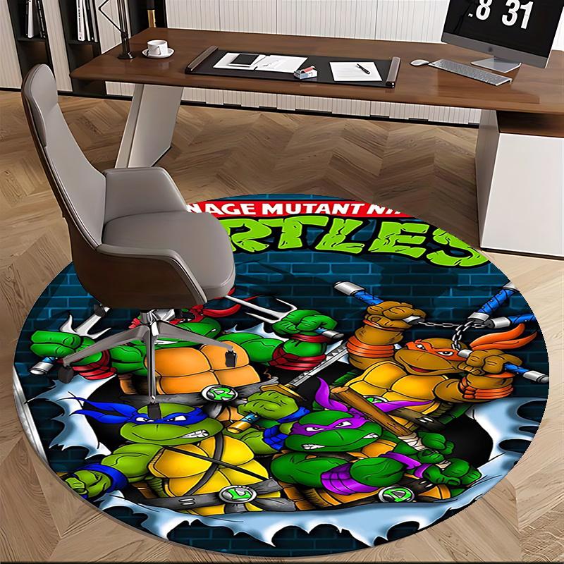 Черепашки-ниндзя, TMNT Коврик под стул Круглый ковер Ковер для офиса, Машинная стирка, Нескользящий, Подходит для гостиных, спален