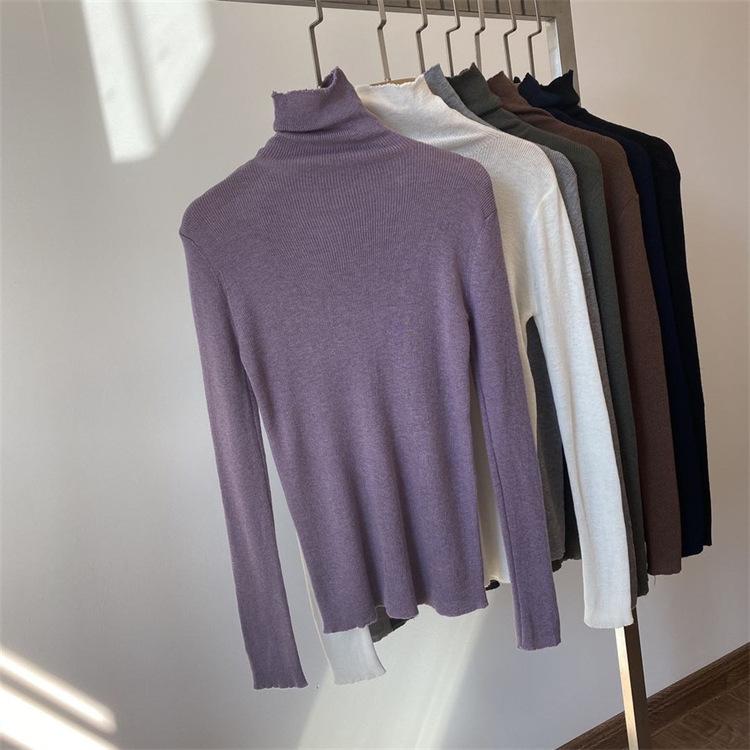 Осенне-зимний женский свитер, водолазка, нижняя рубашка с длинными рукавами, тонкая часть внутреннего плотного тонкого вязаного свитера