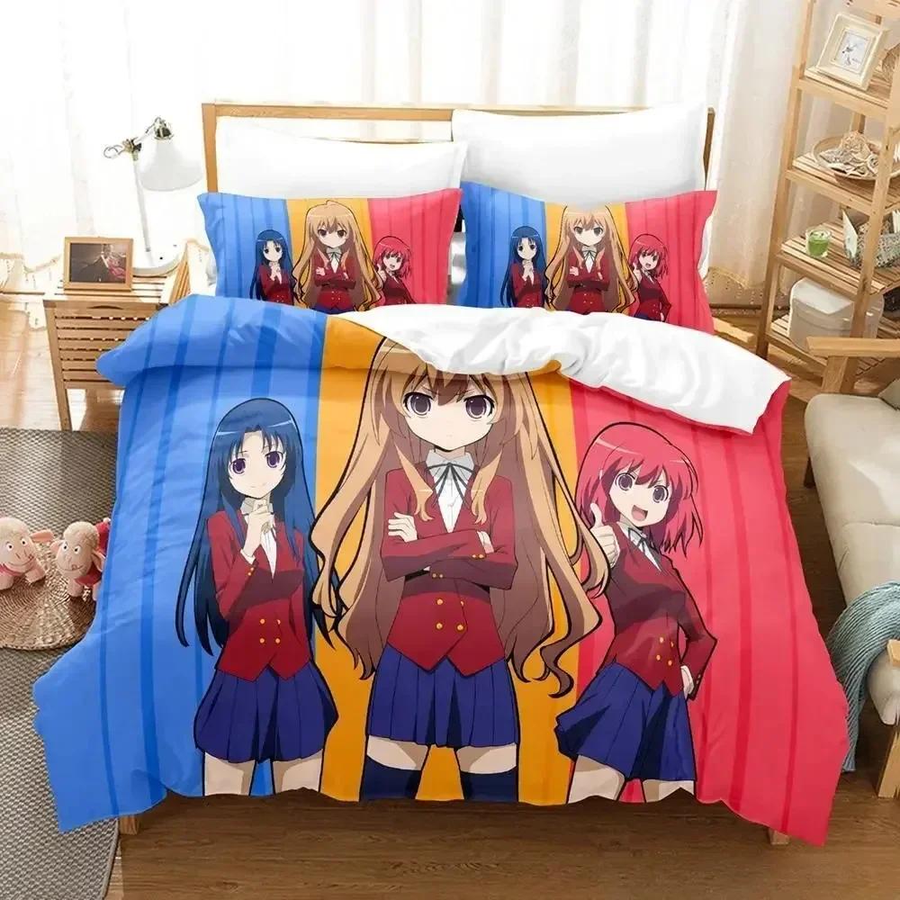 Одеяло Новый Набор Постельного Белья Toradora Мультяшное Аниме Трех peças Набор Взрослый Ребенок Спальня S 3D Кавайи Девочки Постельное Белье Двуспальное