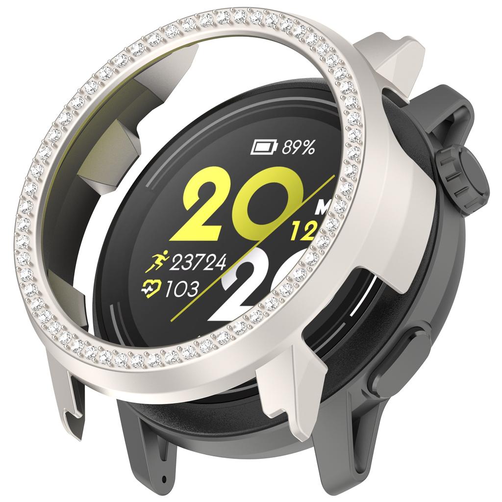 For Coros Pace Pro Watch Case Rhinestone Decor Hollow Electroplating PC Watch Cover