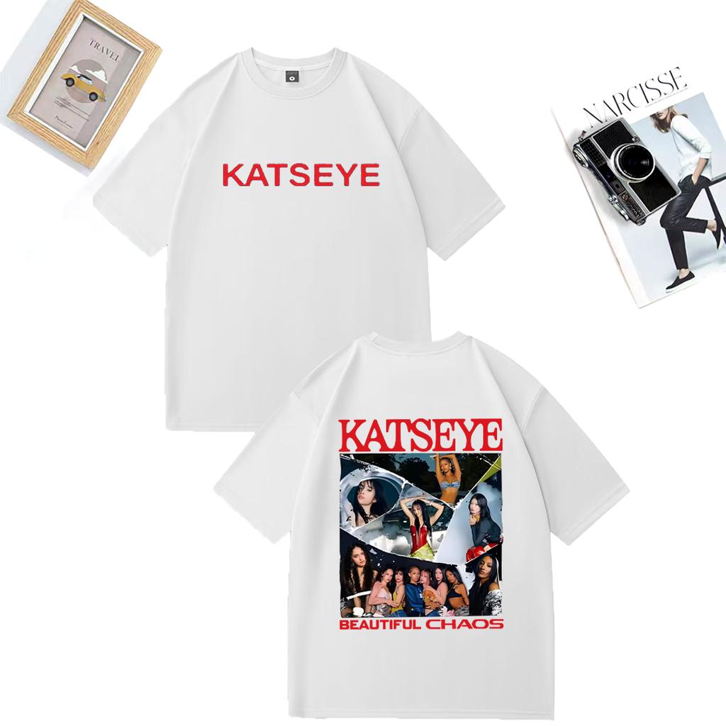 Модные Футболки KATSEYE The Beautiful Chaos с Принтом Мужские Женские Винтажная Одежда Высококачественная Футболка Хлопок Короткий Рукав