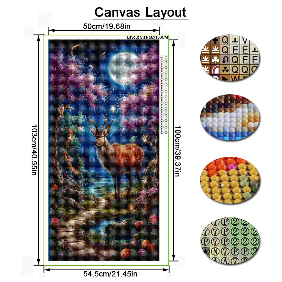 Large Size Diamond Painting Moon Forest Deer Diy Full Square Round Drill Rhinestone Embroidery Animals Mosaic Cross Stitch Kits Wall Decor