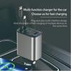 5 In 1 Fast Car Phone Charger with RGB Light Retractable Type-c Car Charger USB Car Charger for iPhone Samsung Huawei