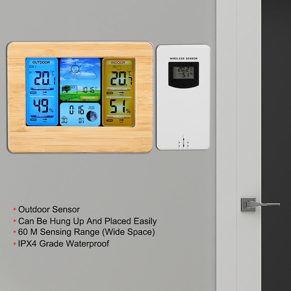 ЖК-цифровая беспроводная метеостанция с часами-термометром для измерения влажности в помещении и на улице (желтый)