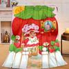 1PC Strawberry Hat And Cat Flannel Blanket Gift, Suitable for Both Men And Women, Soft Ideal for Beds And Sofa, Birthday Or Christmas Gift