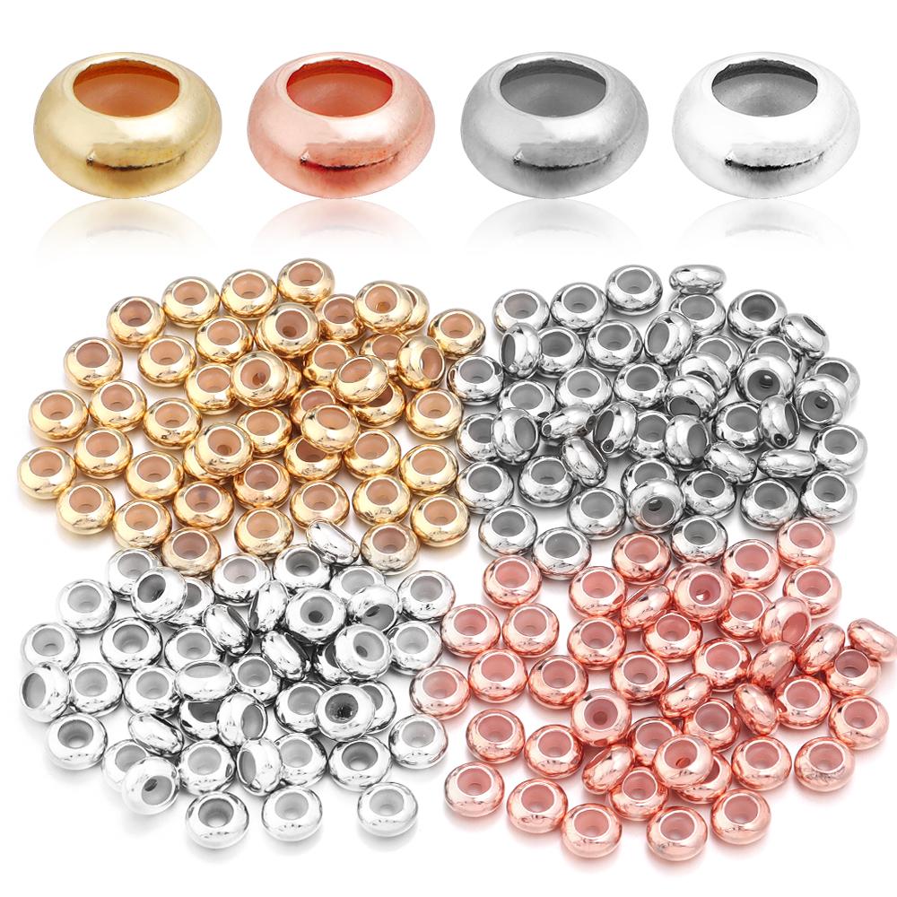 20Pcs Copper Crimp End Beads Stopper Spacer Beads With Rubber Silicone For DIY Bracelet Jewelry Making Supplies Accessories