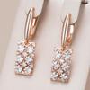 Full Paved White Zircon Luxury Wedding Earrings for Women Square Hollow Dangle Jewelry