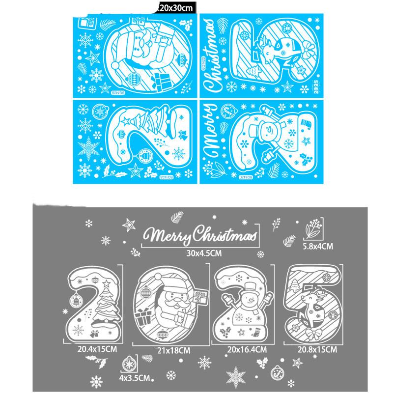 Рождественская наклейка на зеркало Санта-Клаус Снеговик Олень Декоративная стеклянная электростатическая наклейка Веселый рождественский декор для дома