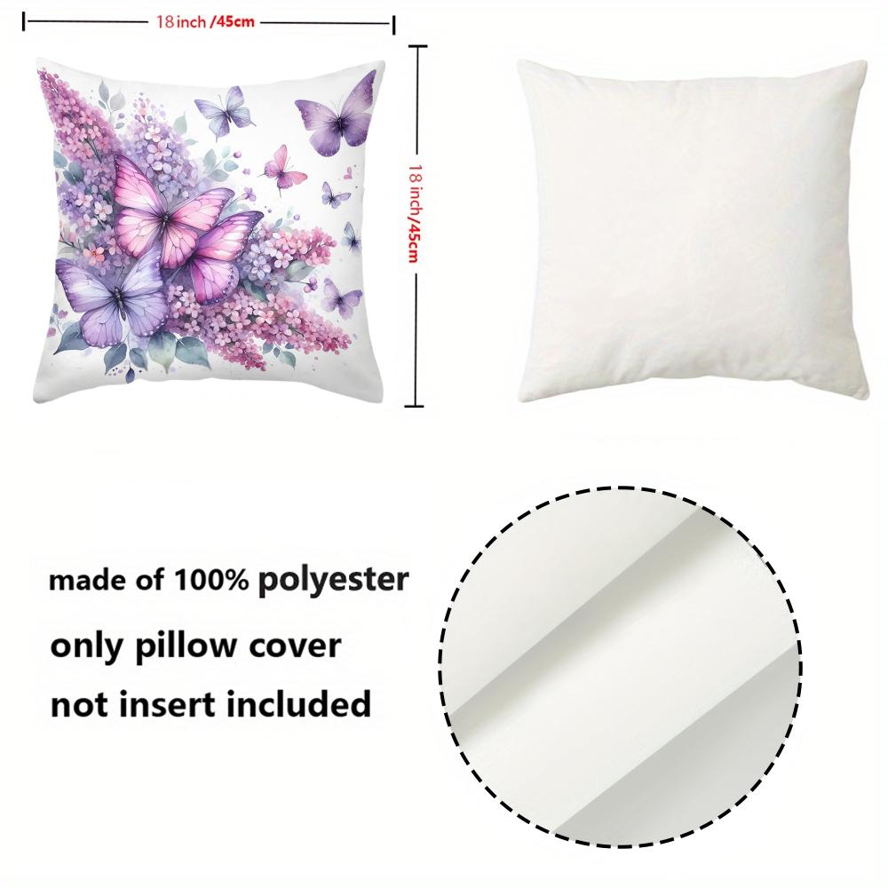 1 pieces -2D flat printing Lilac And Butterfly Patterned Decorative Throw Pillows Polyester pillowcase, sofa cushion cov