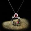 Frosty Oriental Rose Short Necklace Enamel Glaze White Jade Flower Ladybug Clavicle Chain Womens Trendy