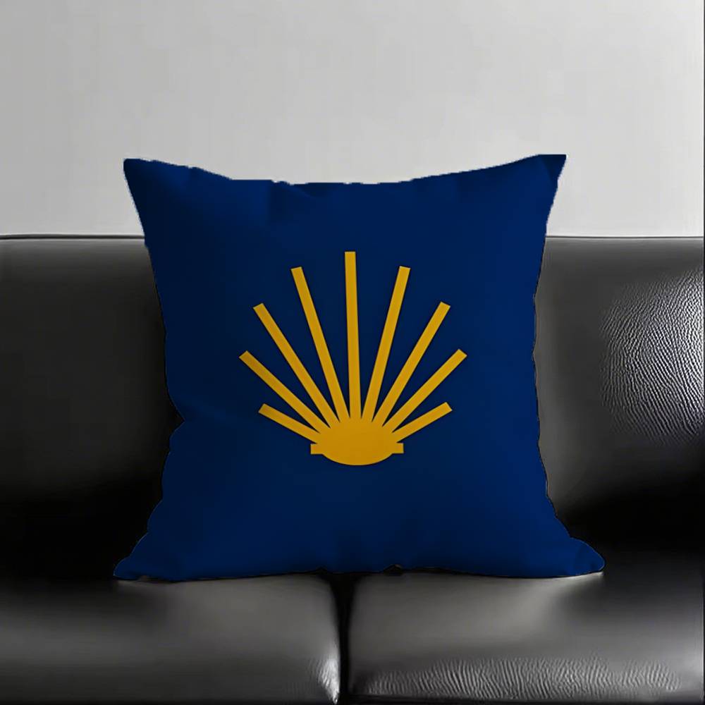 1pc Yellow Camino De Santiago Scallop Pillow Case Square Bedroom Sofa Leisure Comfort Cushion Car Living Room Home Decoration