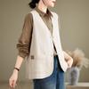 Летний литературный и художественный свободный однотонный жилет из хлопка и льна большого размера