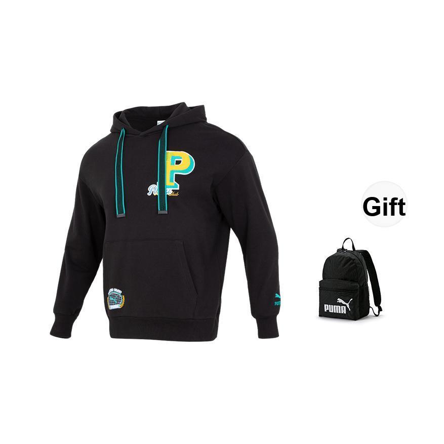 Puma Толстовка унисекс с капюшоном и принтом в виде букв, с завязками на талии, с длинным рукавом, в американском стиле, черная 625801-01