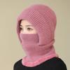 Winter Fleece Lined Thickened Warm One Piece Hat and Scarf Mom's Knitted Cycling Wool Hat Windproof Snow Hat