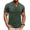 Летняя мужская приталенная рубашка-henley с коротким рукавом, на пуговицах, с воротником-henley, повседневная, однотонная, винтажная футболка