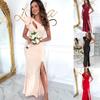 Women's New Style of Slit Solid Color Hollow Long Skirt Dress Evening Dress Dress