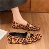 2025 Spring and Autumn New Pointed Mary Jane Shoes Inner Height Increase Women's Shoes Shallow Mouth French Temperament Leopard Print Single Shoes Wo