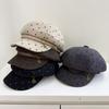 Retro Hong Kong style simple polka dot octagonal hat children autumn and winter fashion versatile painter hat belt buckle casual cap