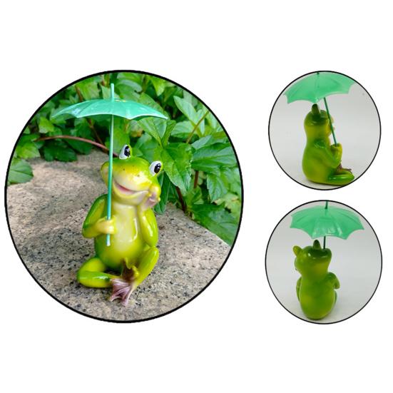 Frog Garden Statue Resin Frog Figurine with Umbrella Yard Ornament Outdoor Frog Sculpture Decor for Garden Patio