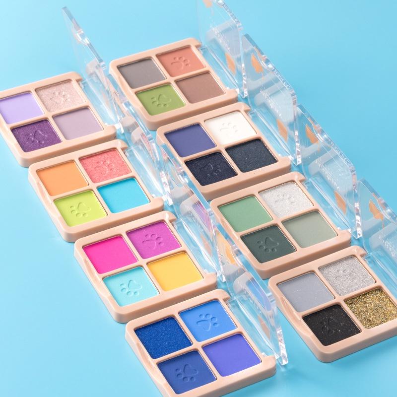4 Colors Eye Shadow Palette Blue Matte Pearlescent Highlight Eyeshadow Palette Beauty Cosmetics