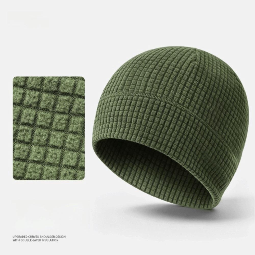 Thick Fleece Fleece Waffle Beanie Windproof Cold Weather Hat New Skull Cap Cycling Running Hiking