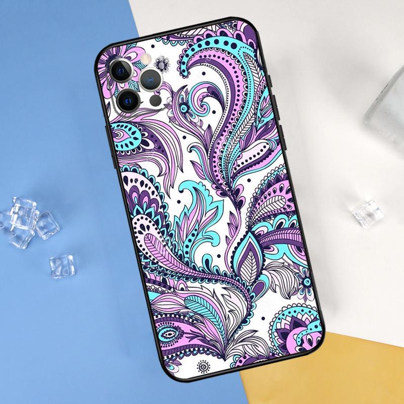 Индийский Цветочный Хна Мандала Чехол Для Телефона Для iPhone 16 Pro Max 12 13 Mini 11 14 15 Pro Max XR 16 15 Plus 16e Обложка Корпус