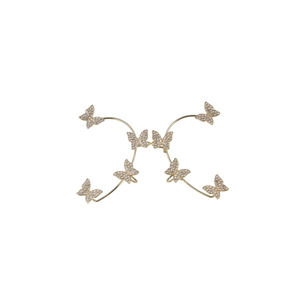 Fairy Pearl Flower Ear Cuffs Chic Rhinestone Ear Clips Fashion Butterfly Elf Ear Cuff Women