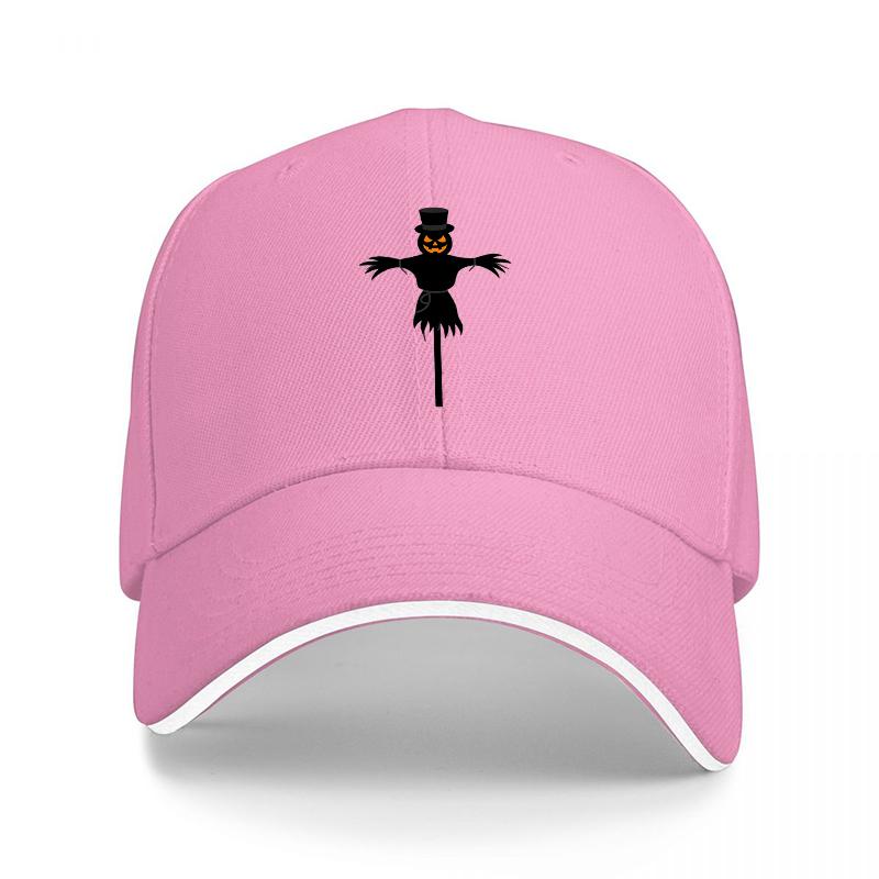 Halloween Scarecrow Logo Black Baseball Cap with Orange Pumpkin Face Design for Unisex and Women Casual Streetwear Hat