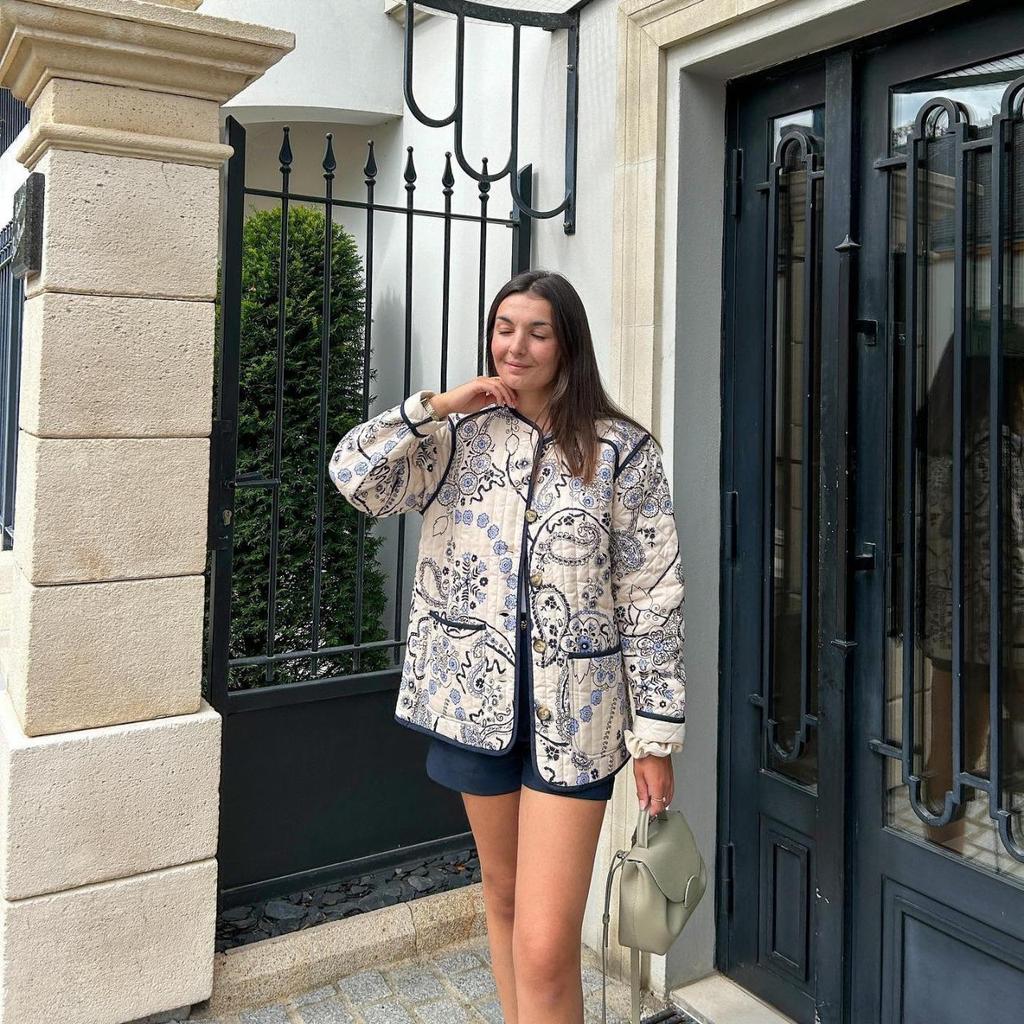 Женское ретро-пальто из хлопка в стиле пэчворк, осень/зима 2023, с круглым вырезом, длинными рукавами и карманами - короткая куртка