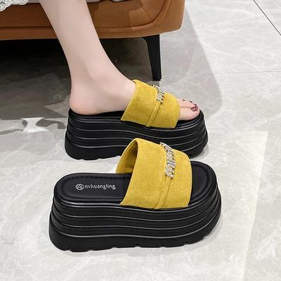 8СМ Летние Пляжные Сандалии Новинка 2025 Женские Клиновидные Каблуки Шлепанцы Женские Высокая Платформа Массивные Слайды Женские Уличные Повседневные Вьетнамки