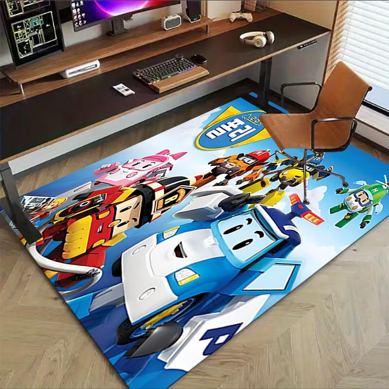 Robots City Adventure Carpet For Playroom Bedroom Living Room Sofa Home Decorkids Game Area Rug Nonslip Floor Mat