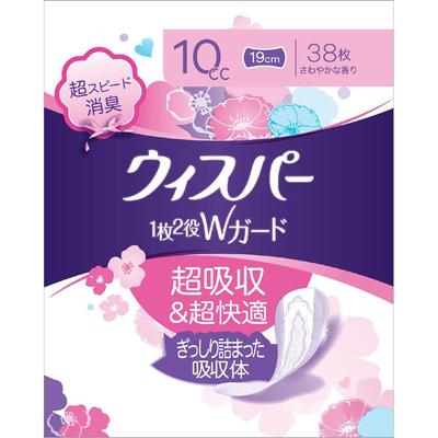 Whisper 1 лист 2 рулона W-Guard 10 куб. см 38 шт. Легкое недержание Пожалуйста, снимите липкую ленту с задней стороны продукта и используйте его.. -Это в