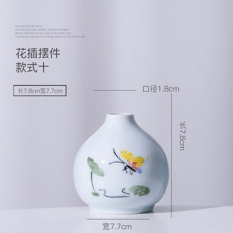 Hand Drawn Small Vase Mini Ceramic Hydroponic Planter Blue and White Porcelain Flower Arrangements Home Decoration Accessories