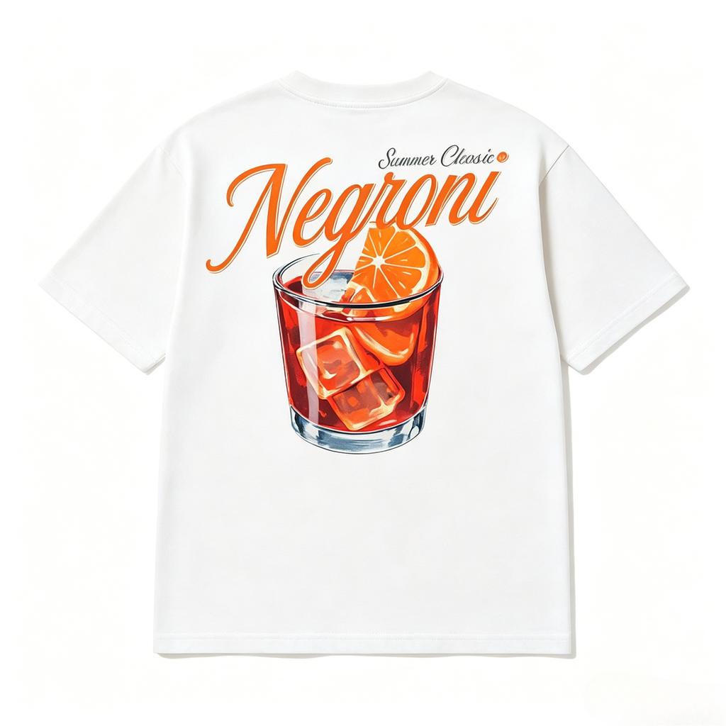 Negroni Summer Classic Cocktail Tshirt Unisex Unisex Retro Drink Print Oversized Casual Streetwear Short Sleeve Tee Tops