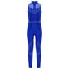 Girls Sleeveless Mesh Patchwork Jumpsuit Full Body Shiny Rhinestone Leotard for Figure Skating and Dance