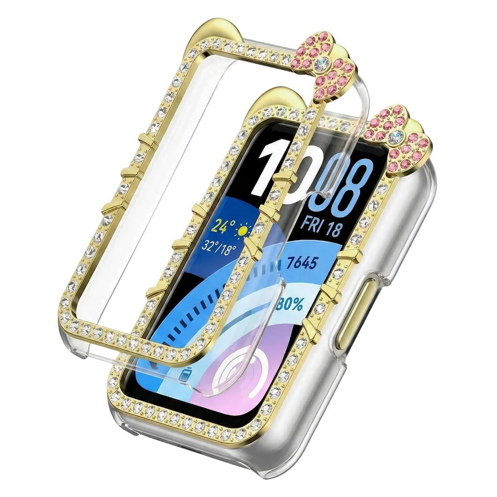 Алмазный Чехол для HUAWEI Band 11 Аксессуары Полностью Защищающий Жесткий Полый PC Бампер Рамка Оболочка Милый КОТ Чехол huawei smart band 11 pro