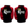 Men Women Hoodies Jumper King Queen Crown Couples Matching Sweatshirts Pullover