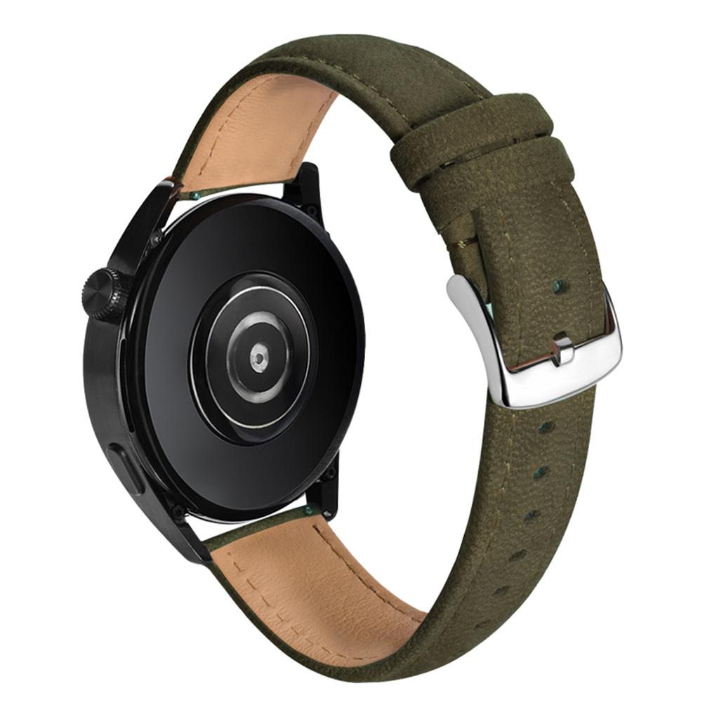 22mm Top Layer Genuine Cow Leather Strap for Huawei Watch GT 5 Pro/5/4 46mm/Samsung Galaxy Watch3 45mm Quick Release Watch Band