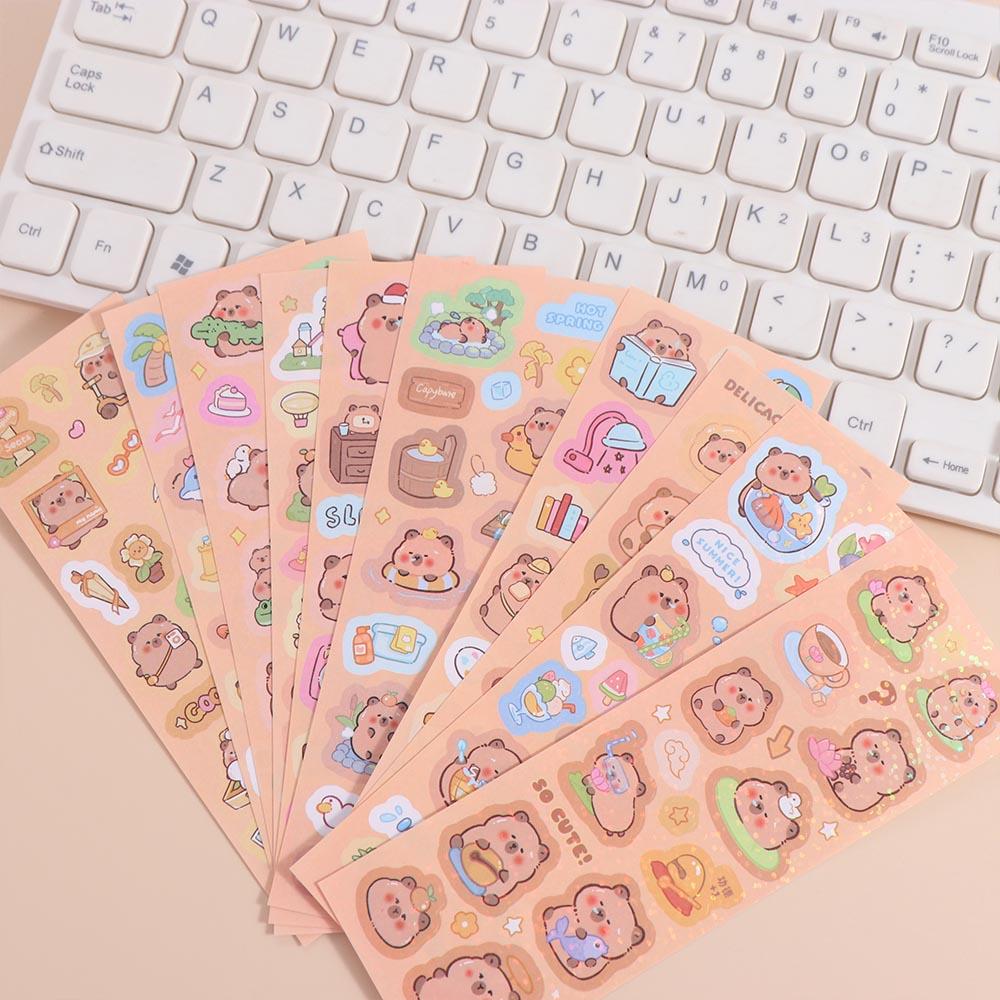 10Sheets Scrapbooking Capybara Decoration Sticker School Supplies Kids Toys Sticker Laptop