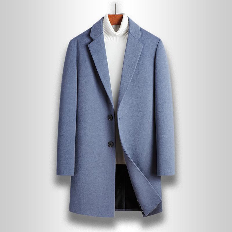 Autumn and Winter Men's Woolen Coat Medium and Long Suit Collar Korean Version Slim-fitting Woolen Coat Men's Coat