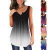 Women's Casual Fashion Plus Size Printed Sleeveless Button V-Neck Pullover Top