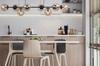 Black Siena hanging lamp, 8-lamp, honey shade, E14