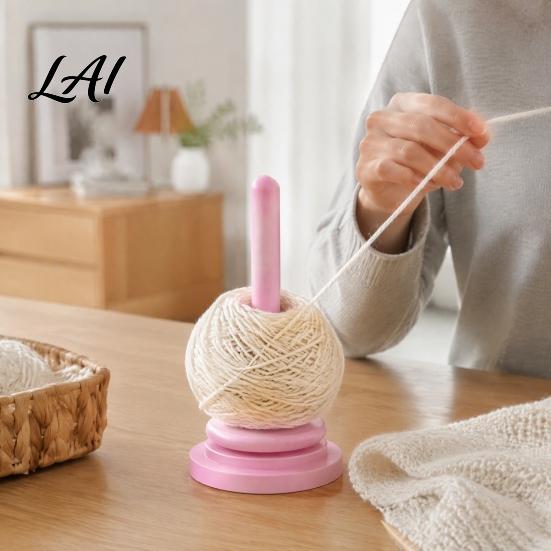 Double Axis Yarn Stand for Twin Threads Wooden Holder Rotating Bamboo with Smooth Ball Holder Spinning Base Single-axis/Double-axis Portable