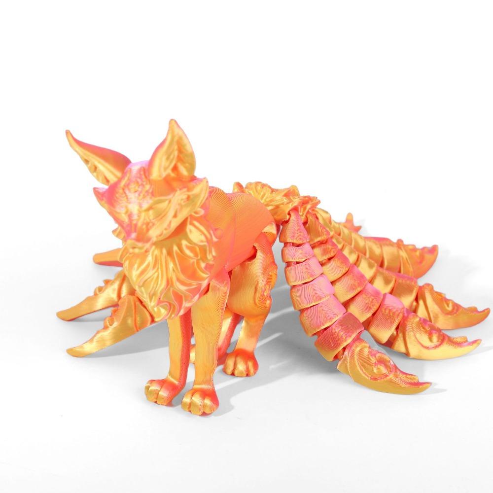 PLA 3D-печатная модель лисы, многосуставная, подвижная фигурка лисы, разноцветная, шарнирная фигурка животного, настольное украшение