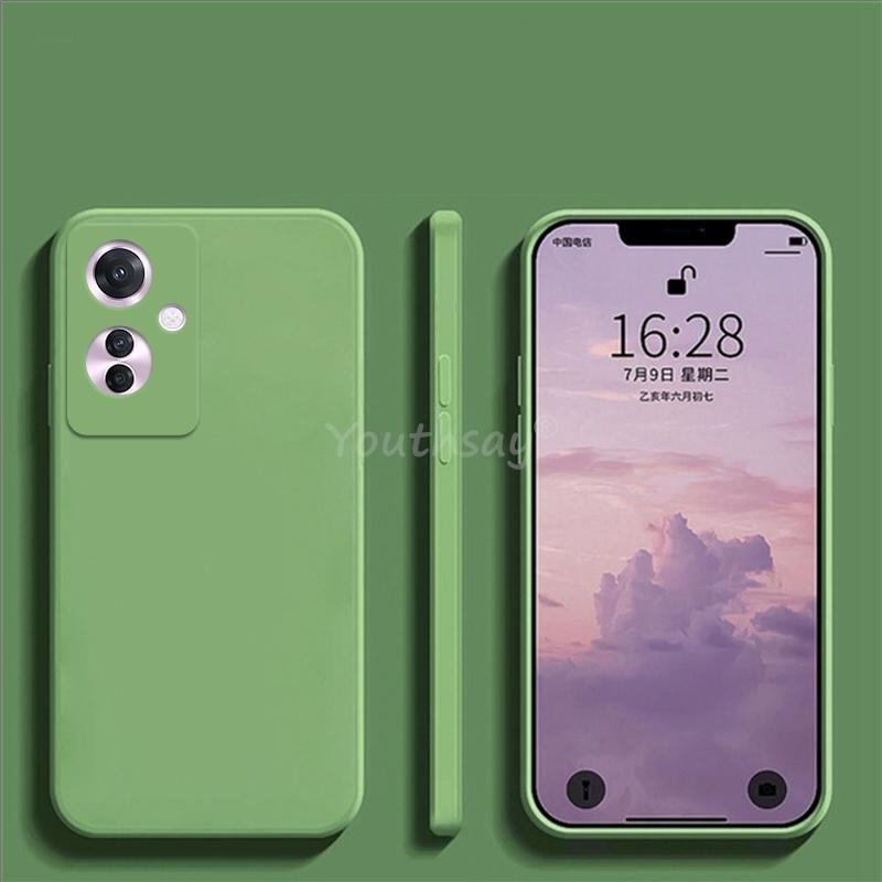 Чехол для OPPO Reno 11 F Чехол Reno 11F Жидкий силикон Однотонный Мягкий ТПУ Противоударный Capa Защитный чехол для телефона Чехол Reno11 F