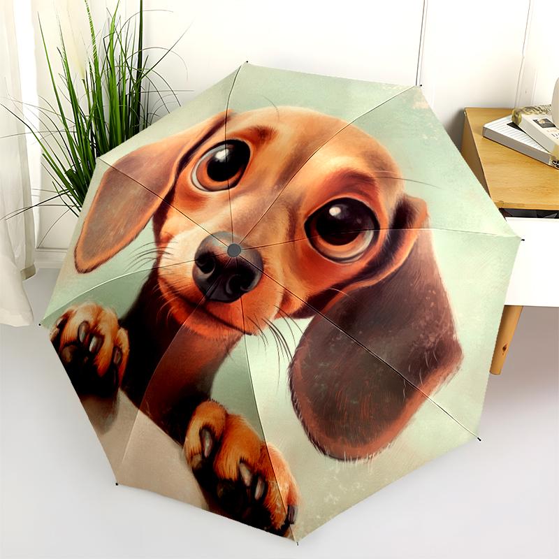 Узор с таксами, автоматический складной зонт, портативная и складная конструкция, 8 спиц, рождественский или день рождения подарок.