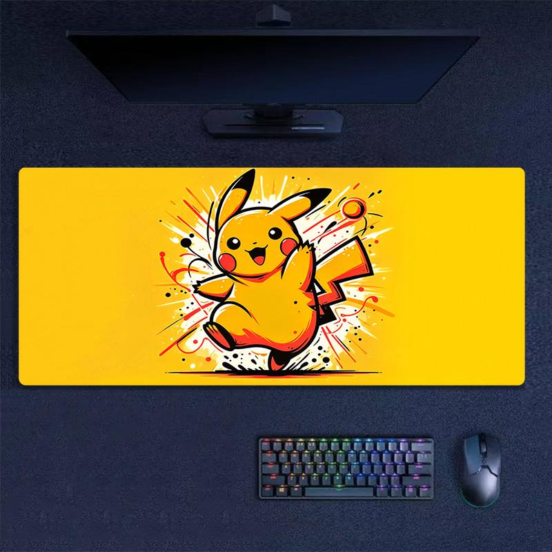 Happy Pikachu Print Cushion Non-slip Laptop Tablet Big Mousepad XXL Mat Mini PC Playmat With Lock edge