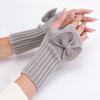 Велоперчатки Перчатки вязаные бантом Перчатки с половиной пальцев Модные перчатки с косичками Девочки